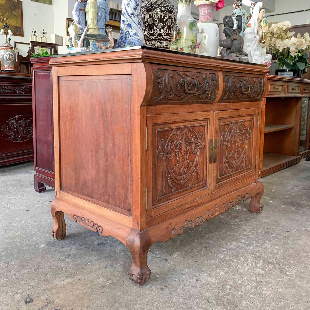 Solid Wood Cabinet with Carvings