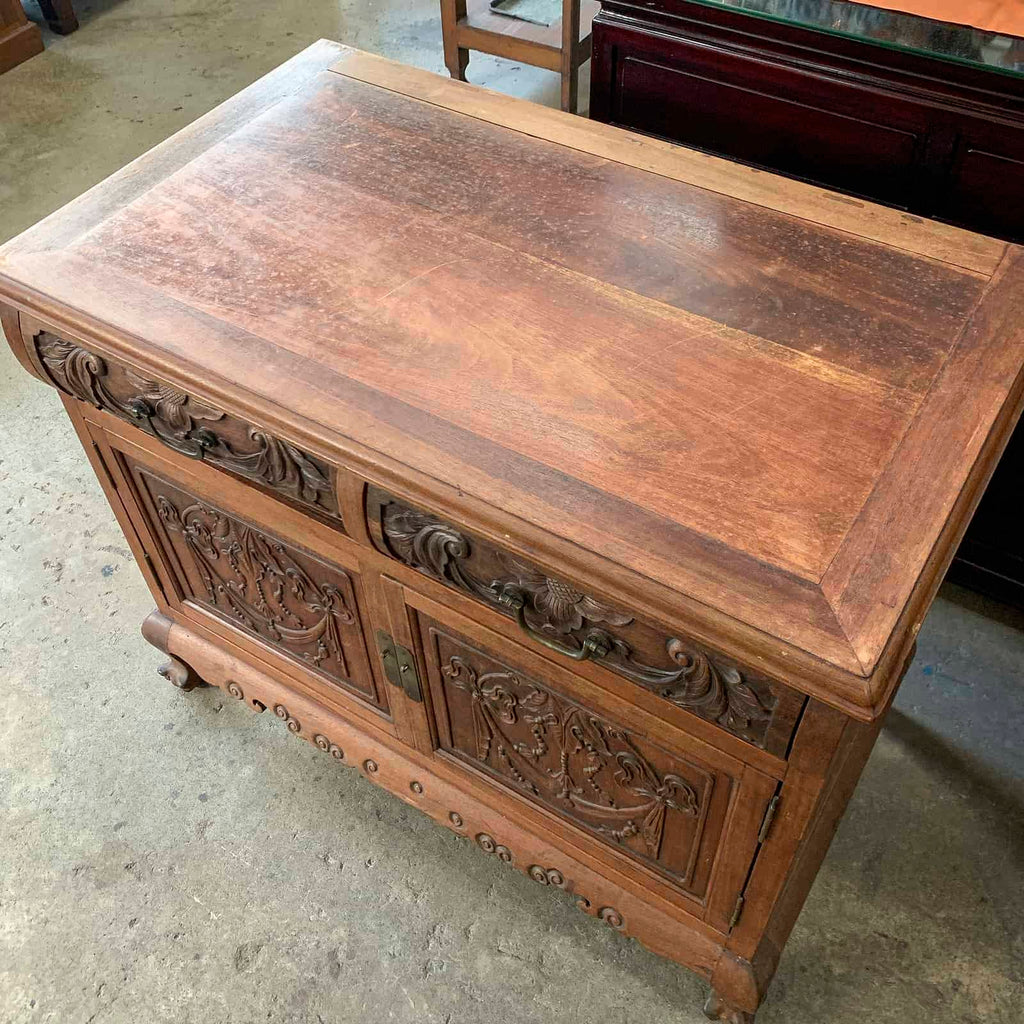 Solid Wood Cabinet with Carvings
