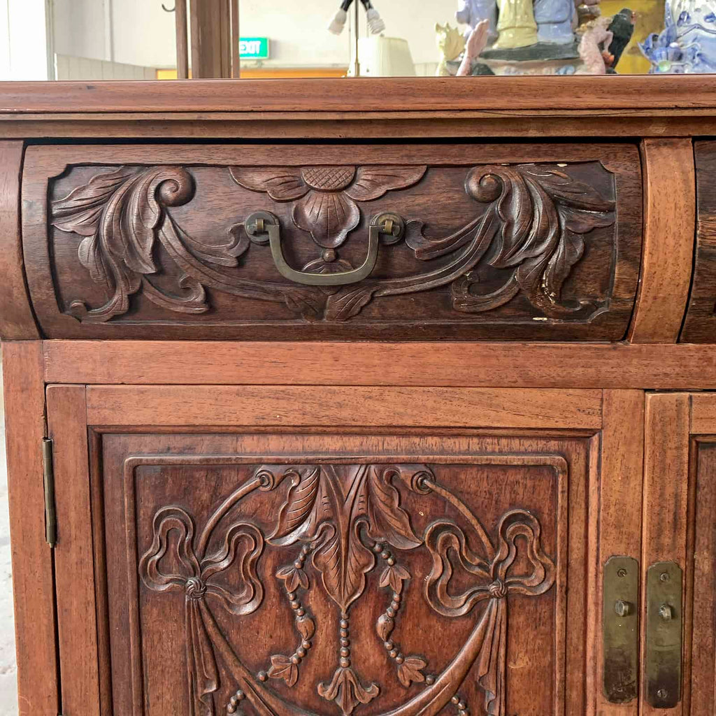 Solid Wood Cabinet with Carvings