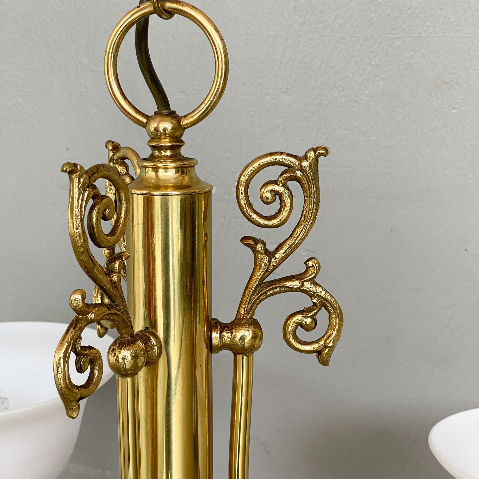 Vintage Hanging Lamp with 3 Milk Glass Cups