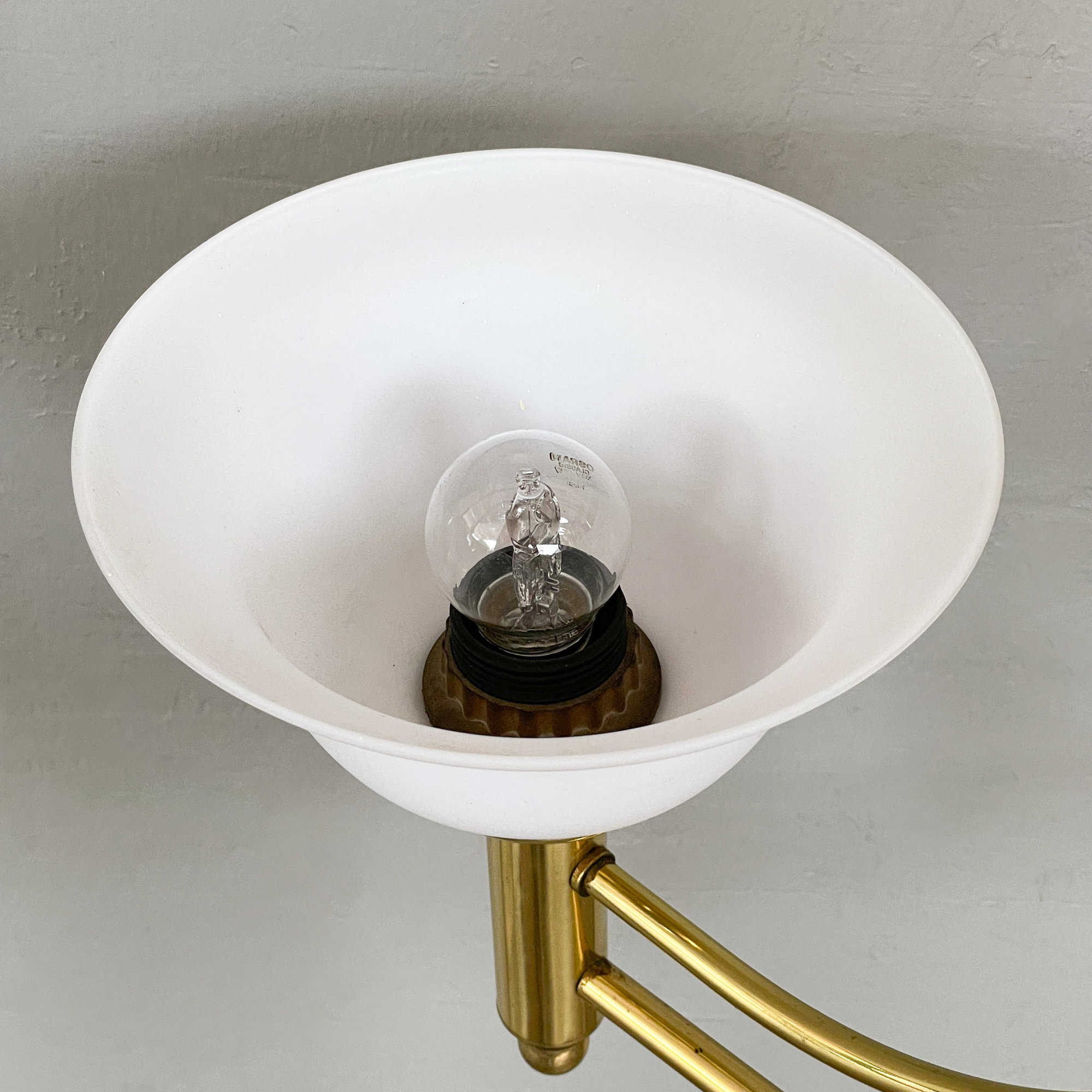 Vintage Hanging Lamp with 3 Milk Glass Cups