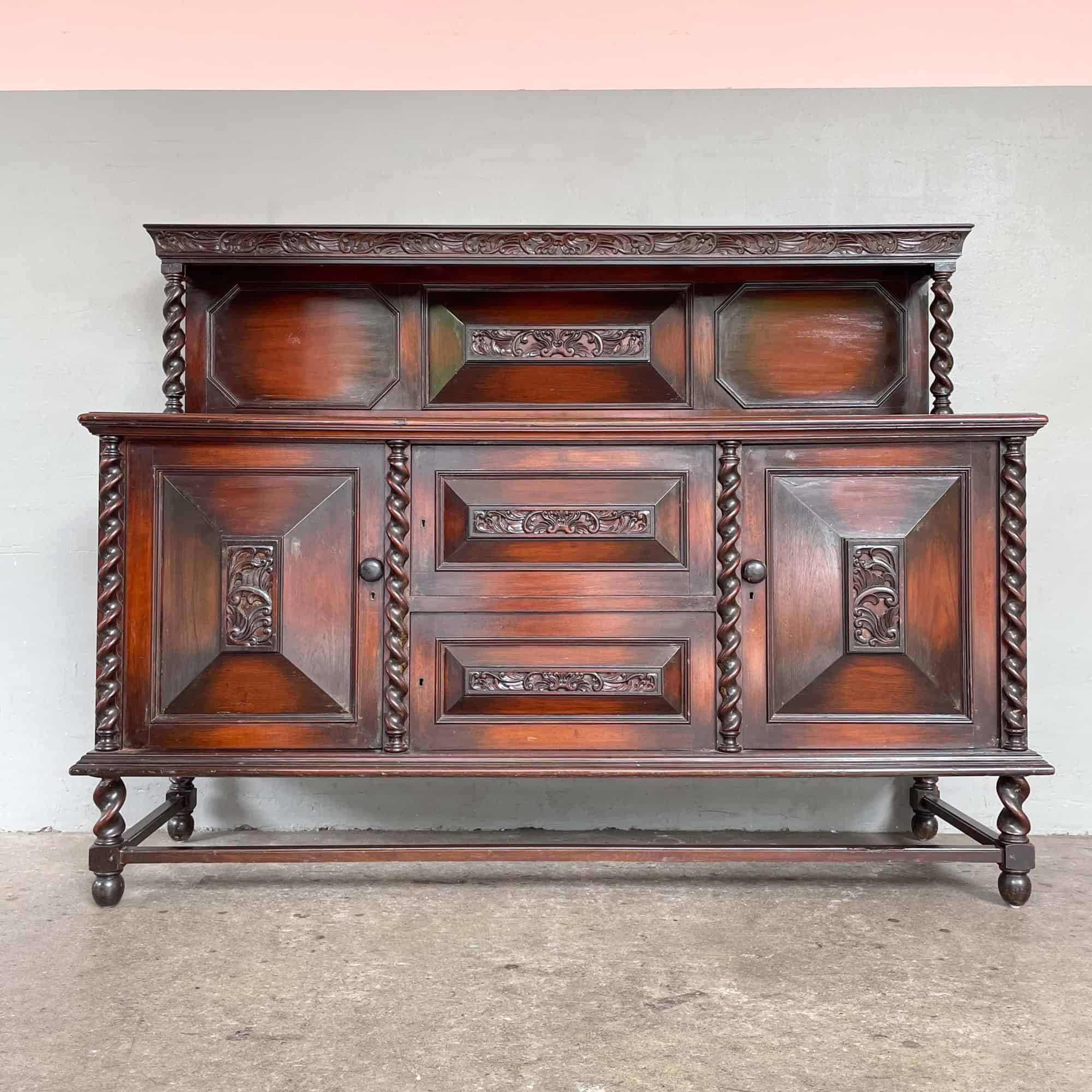 Antique Jacobean Sideboard with Barley Twist