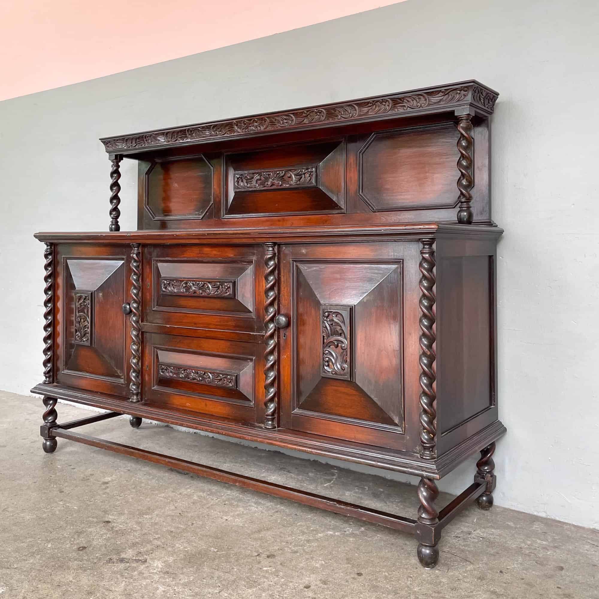 Antique Jacobean Sideboard with Barley Twist