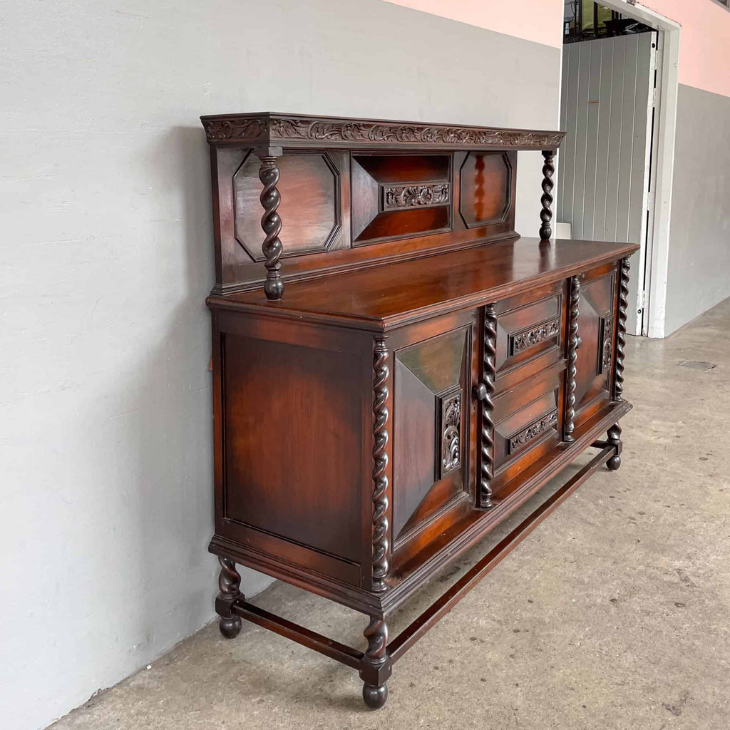 Antique Jacobean Sideboard with Barley Twist