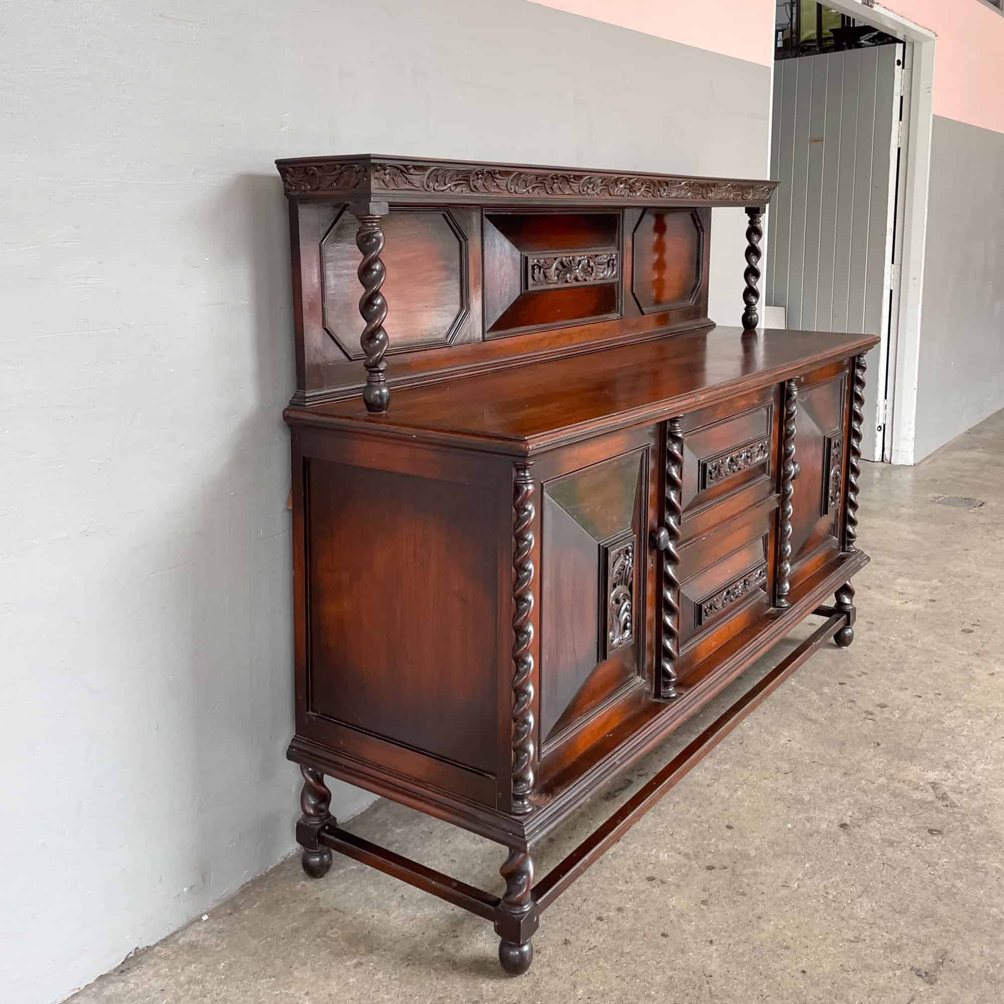 Antique Jacobean Sideboard with Barley Twist