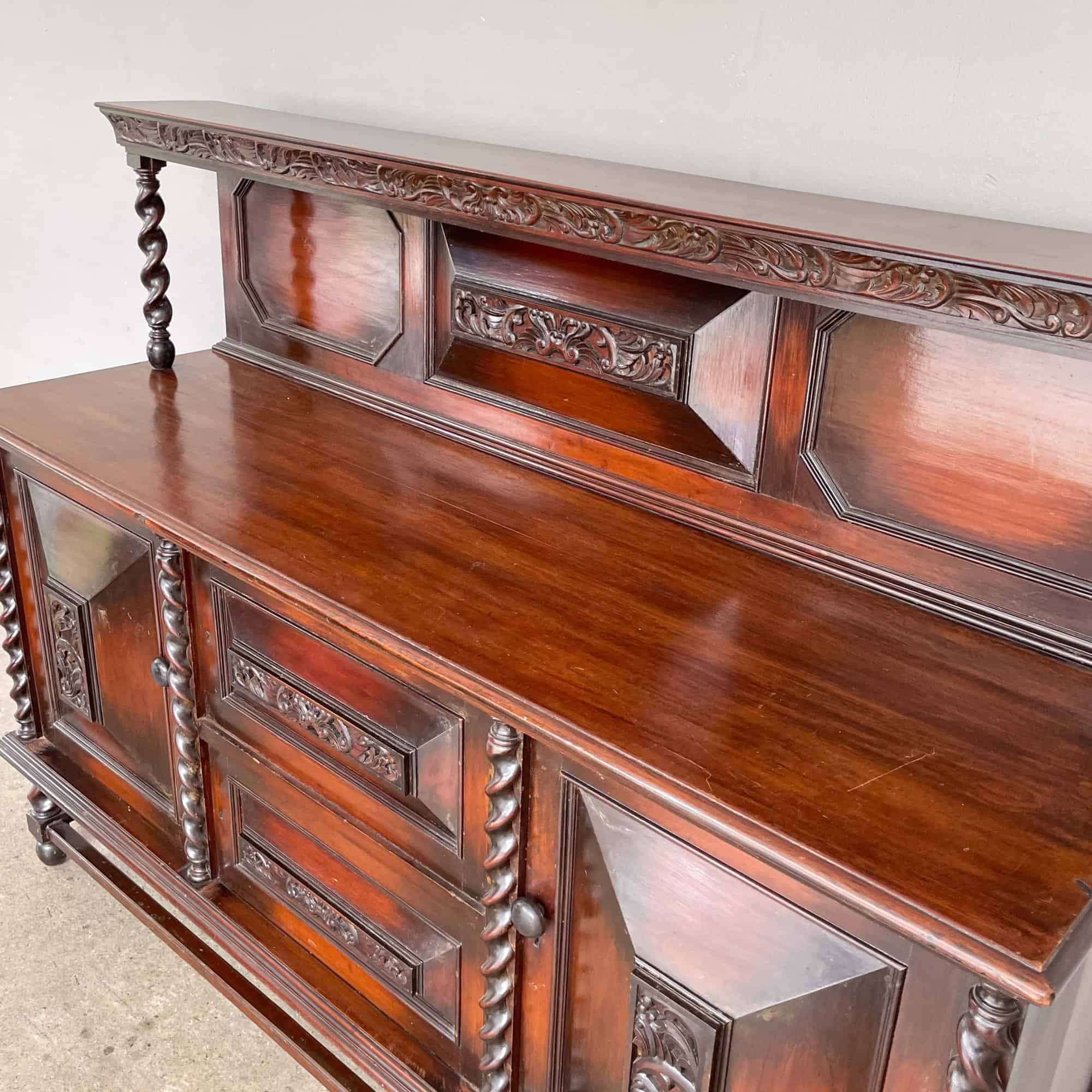 Antique Jacobean Sideboard with Barley Twist