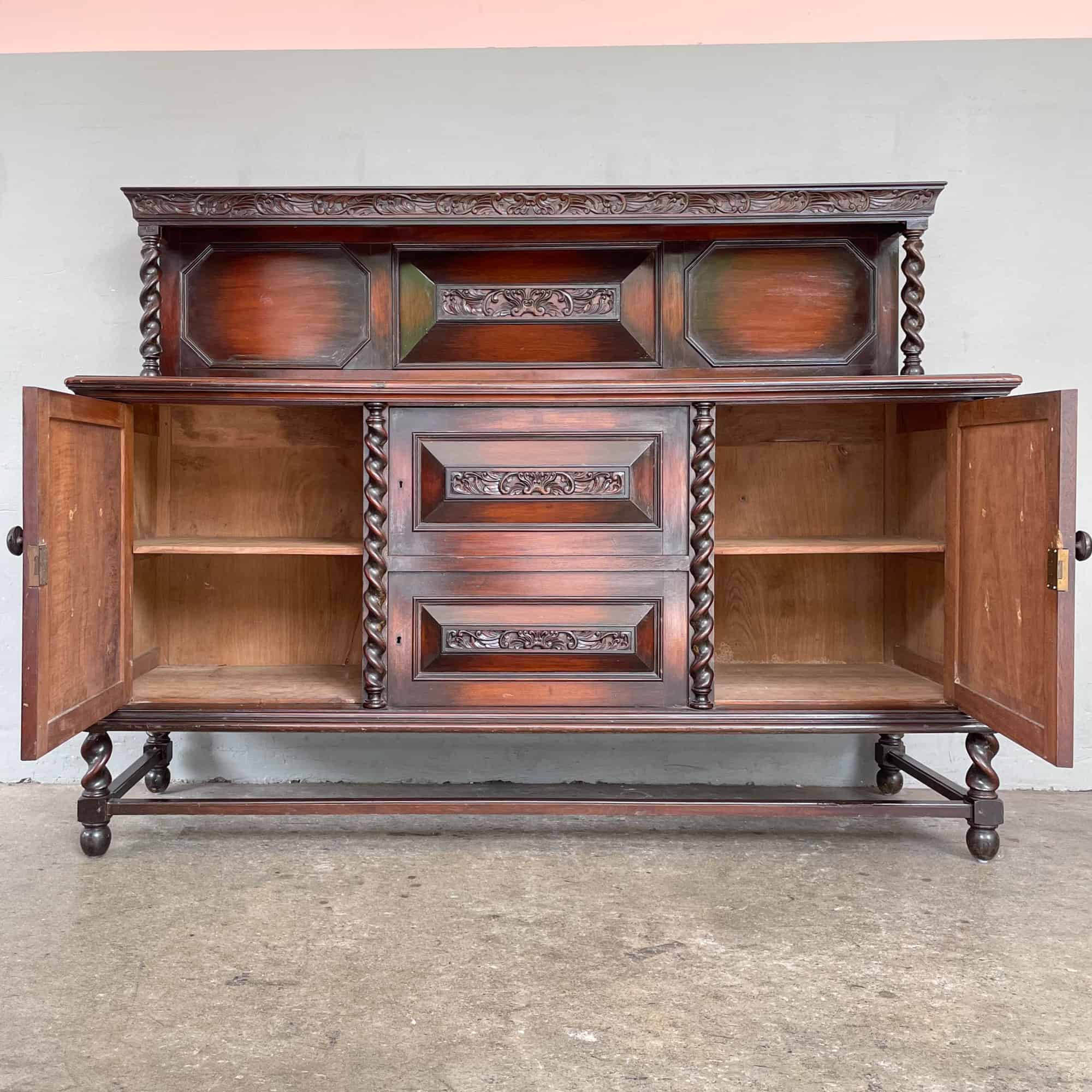 Antique Jacobean Sideboard with Barley Twist