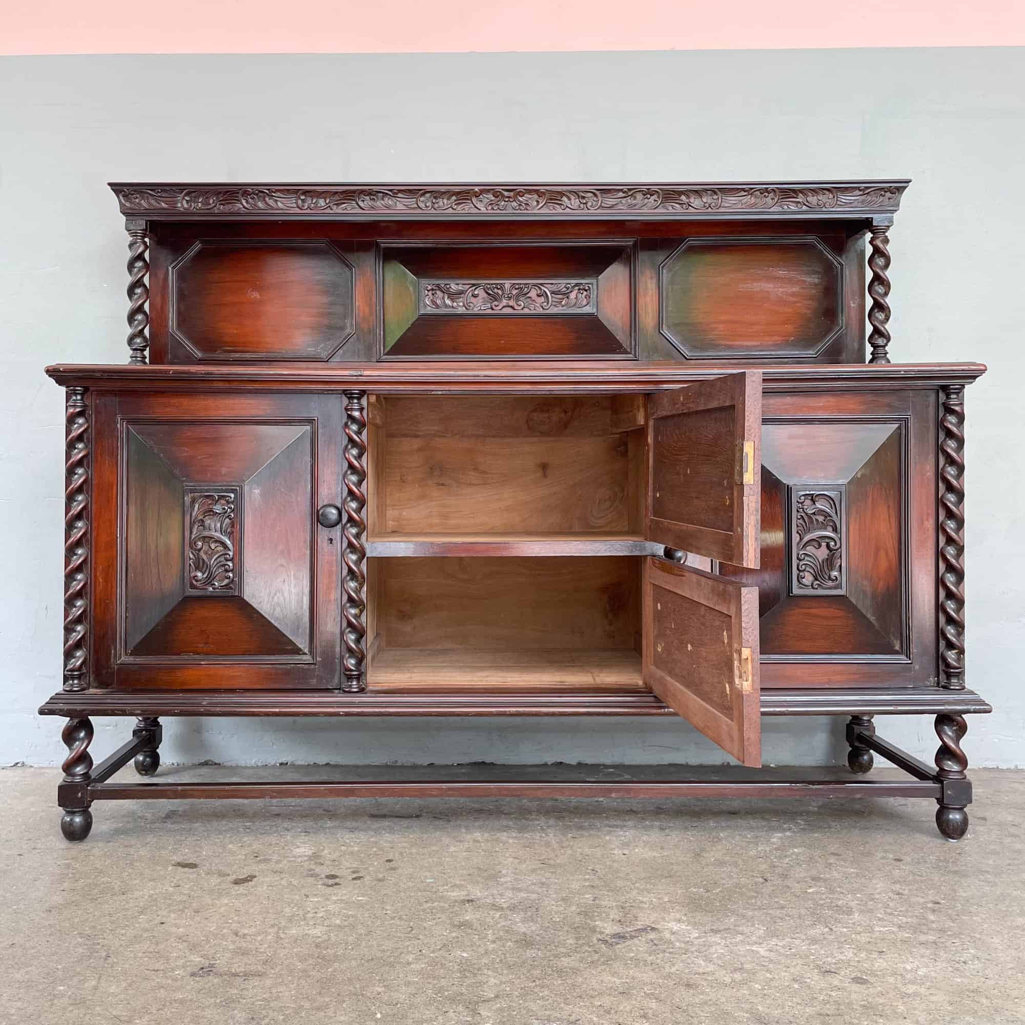 Antique Jacobean Sideboard with Barley Twist