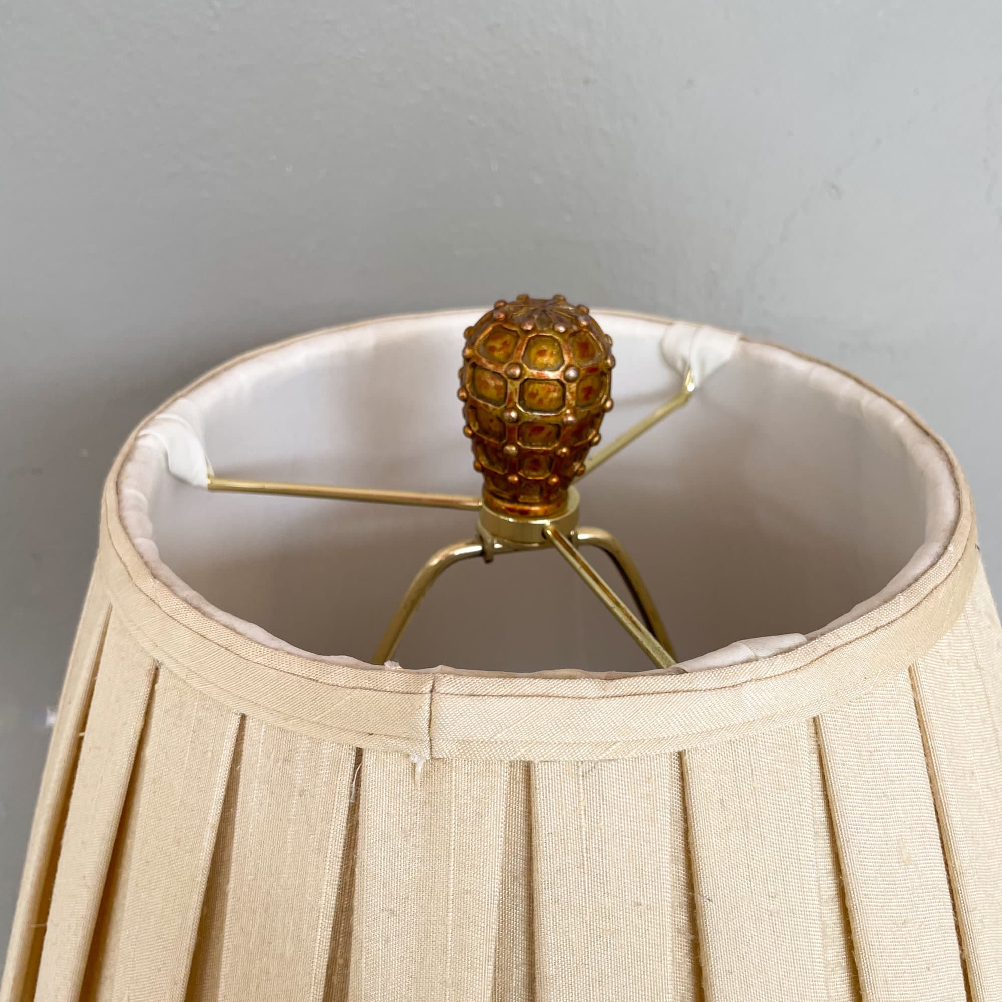 Brushed Gold with Brown Table Lamp (Small) with Pleated Lampshade