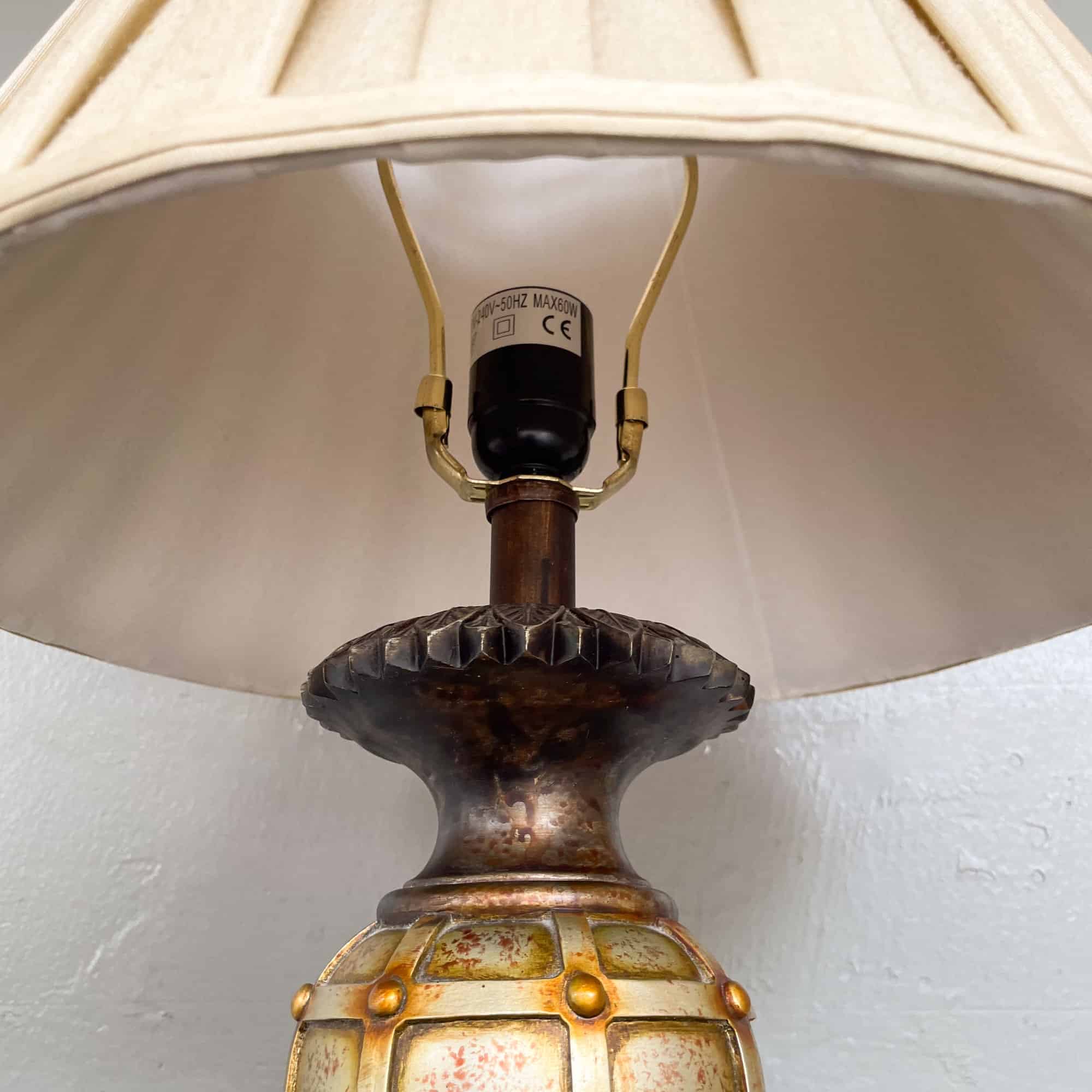 Brushed Gold with Brown Table Lamp (Small) with Pleated Lampshade