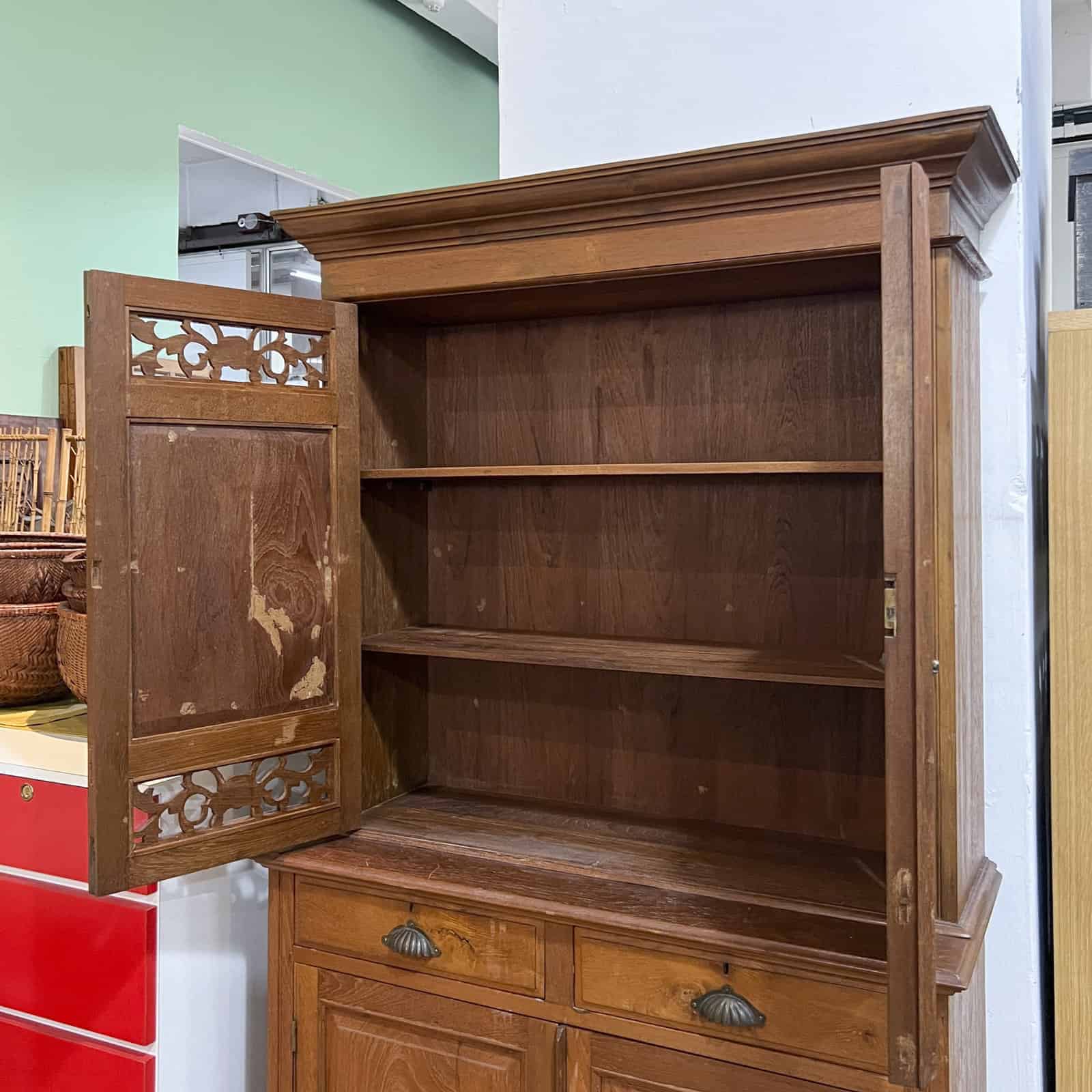 2 Tier Colonial Cabinet with Mirrored Doors