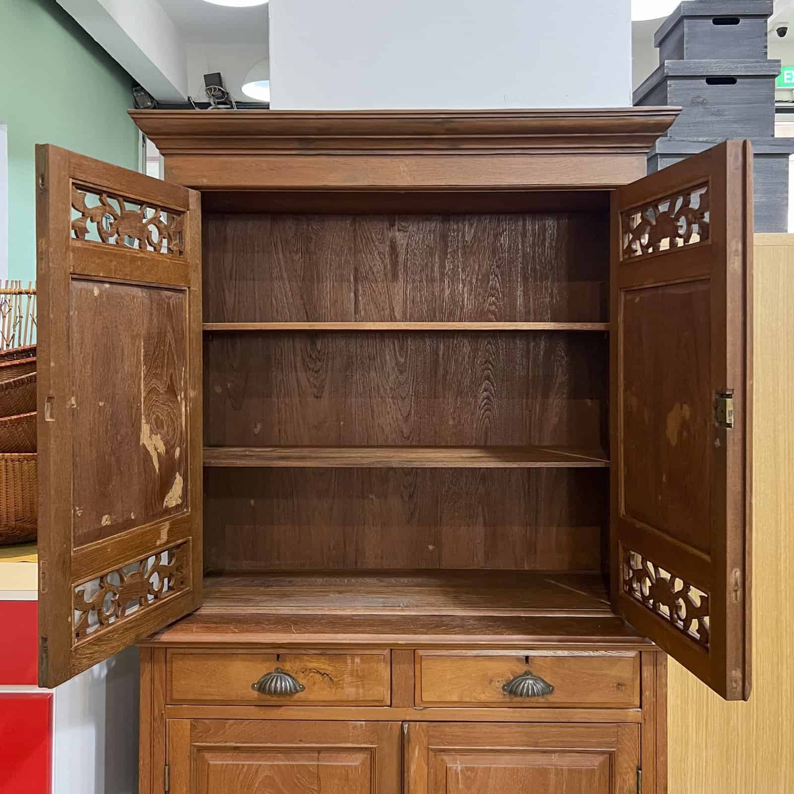 2 Tier Colonial Cabinet with Mirrored Doors
