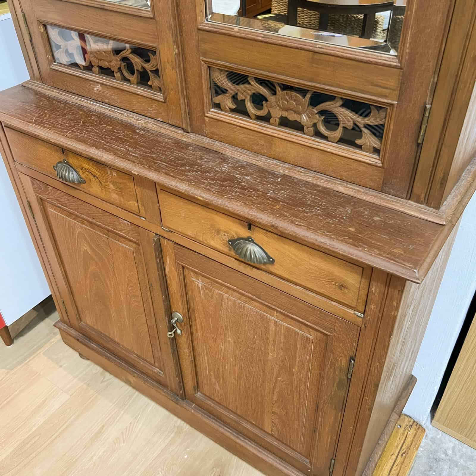 2 Tier Colonial Cabinet with Mirrored Doors
