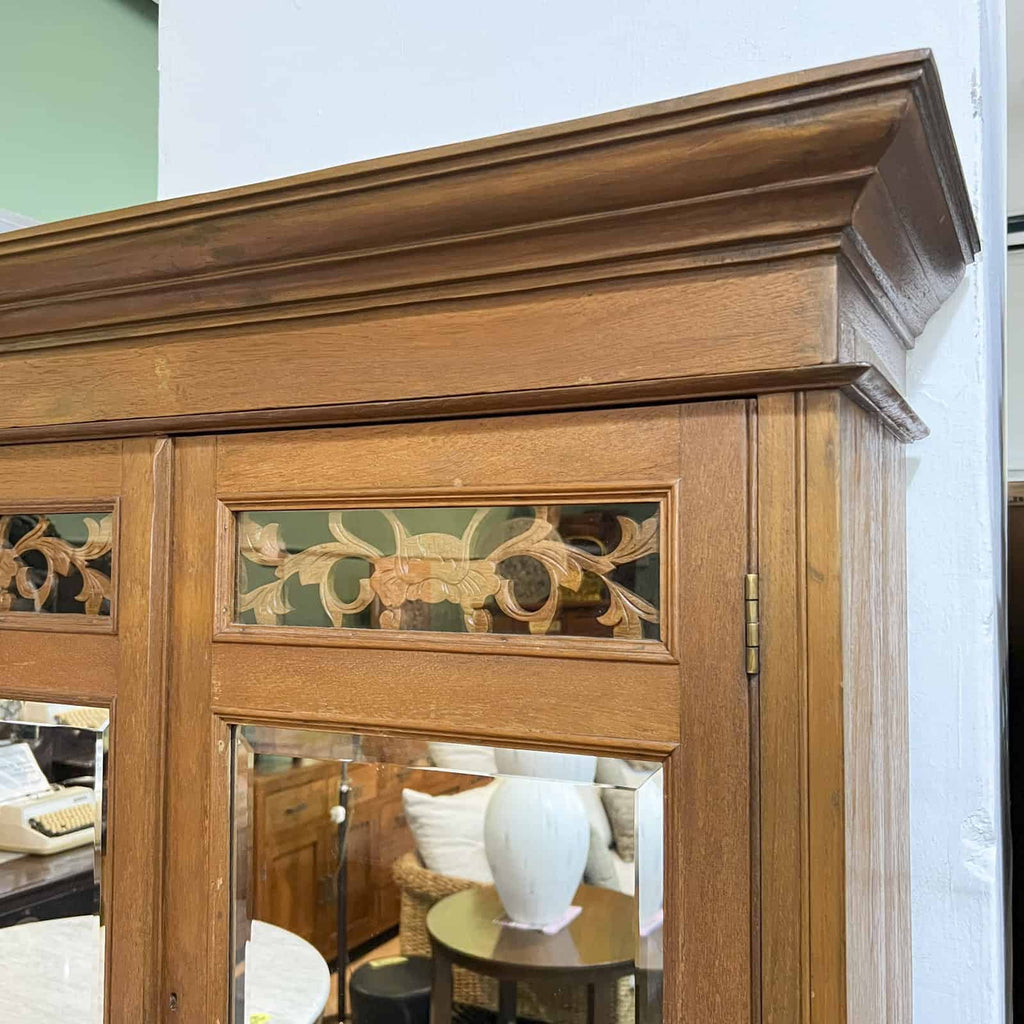2 Tier Colonial Cabinet with Mirrored Doors
