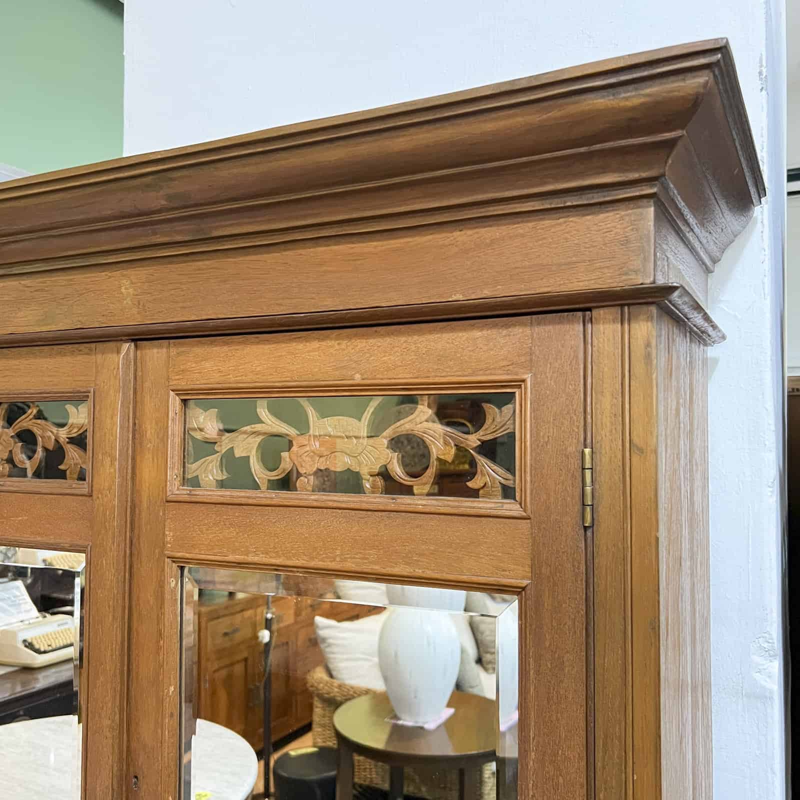 2 Tier Colonial Cabinet with Mirrored Doors