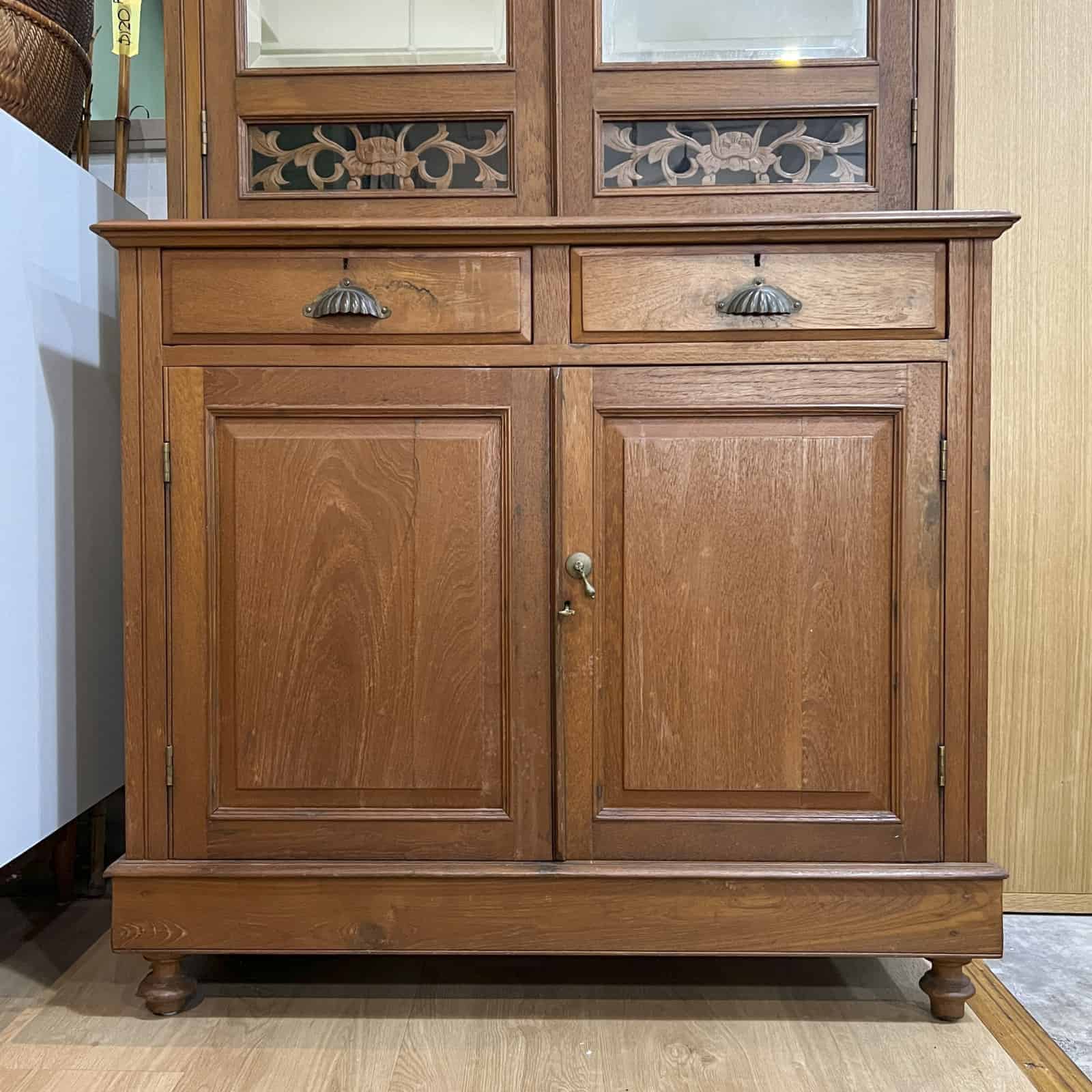 2 Tier Colonial Cabinet with Mirrored Doors