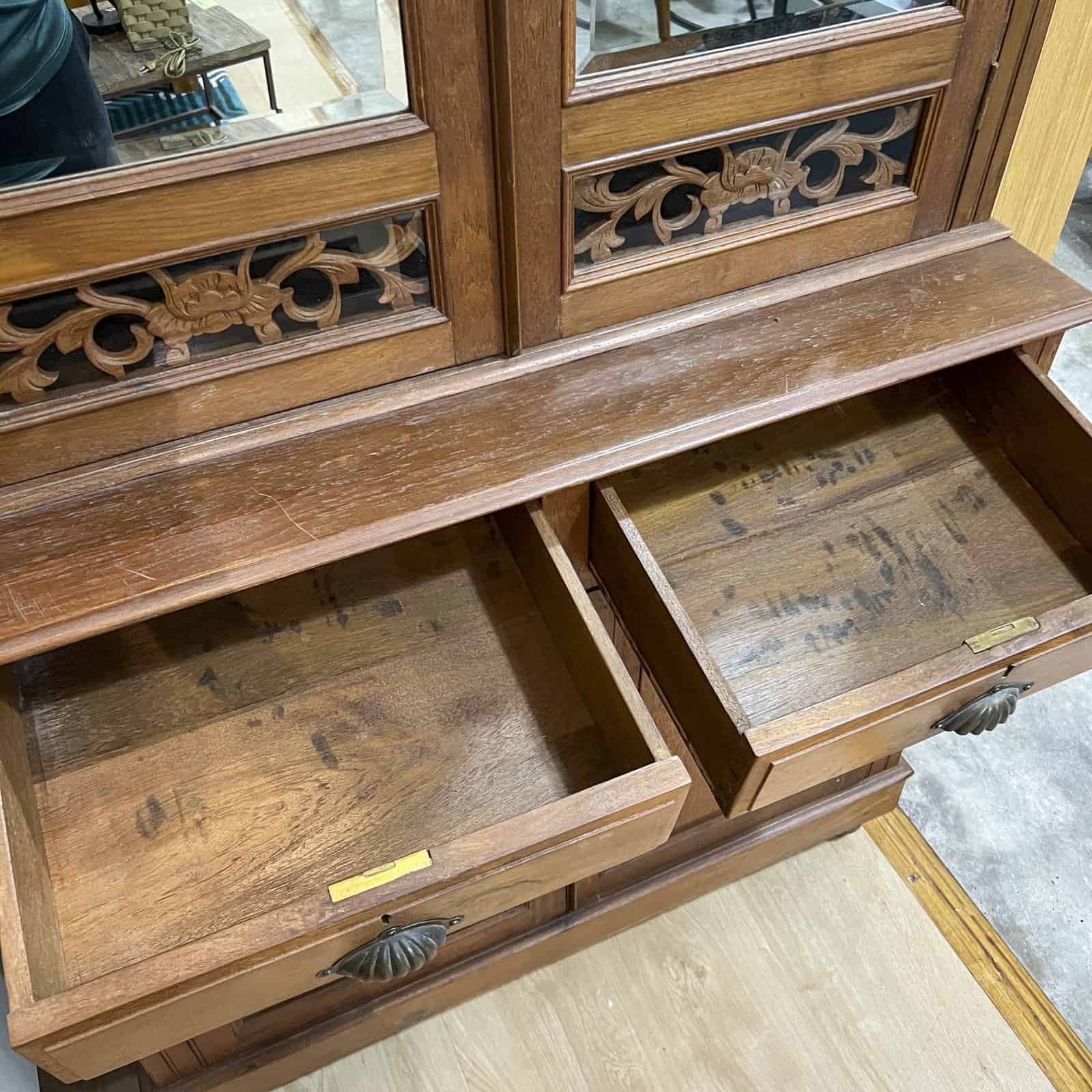 2 Tier Colonial Cabinet with Mirrored Doors
