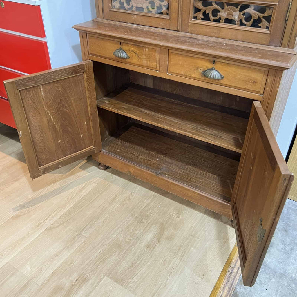 2 Tier Colonial Cabinet with Mirrored Doors