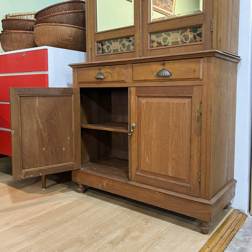 2 Tier Colonial Cabinet with Mirrored Doors