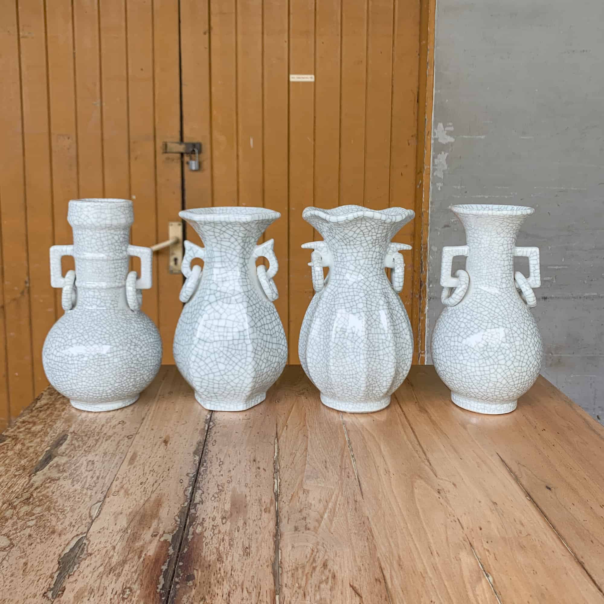 Pale Celadon "Crackled" Vase (Twin Handles)