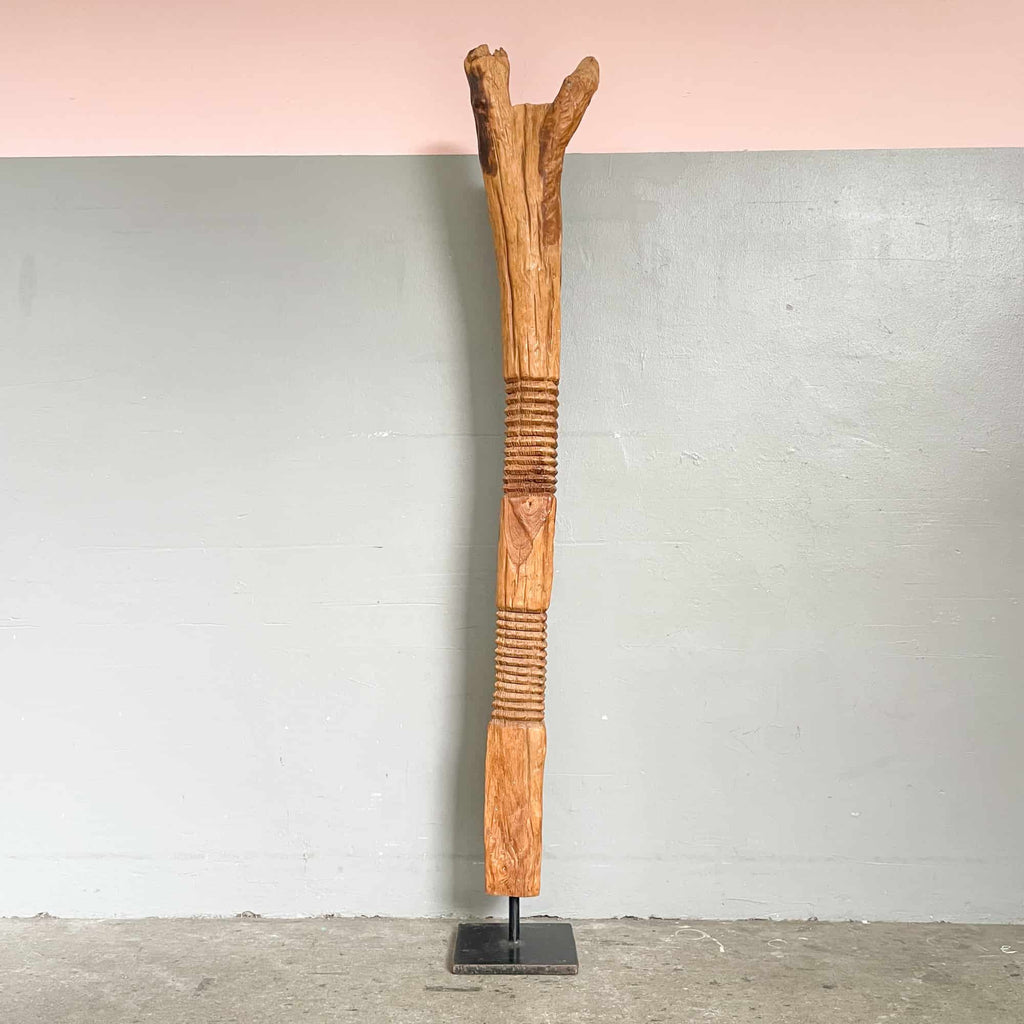 Teak "Totem" Tall Sculpture