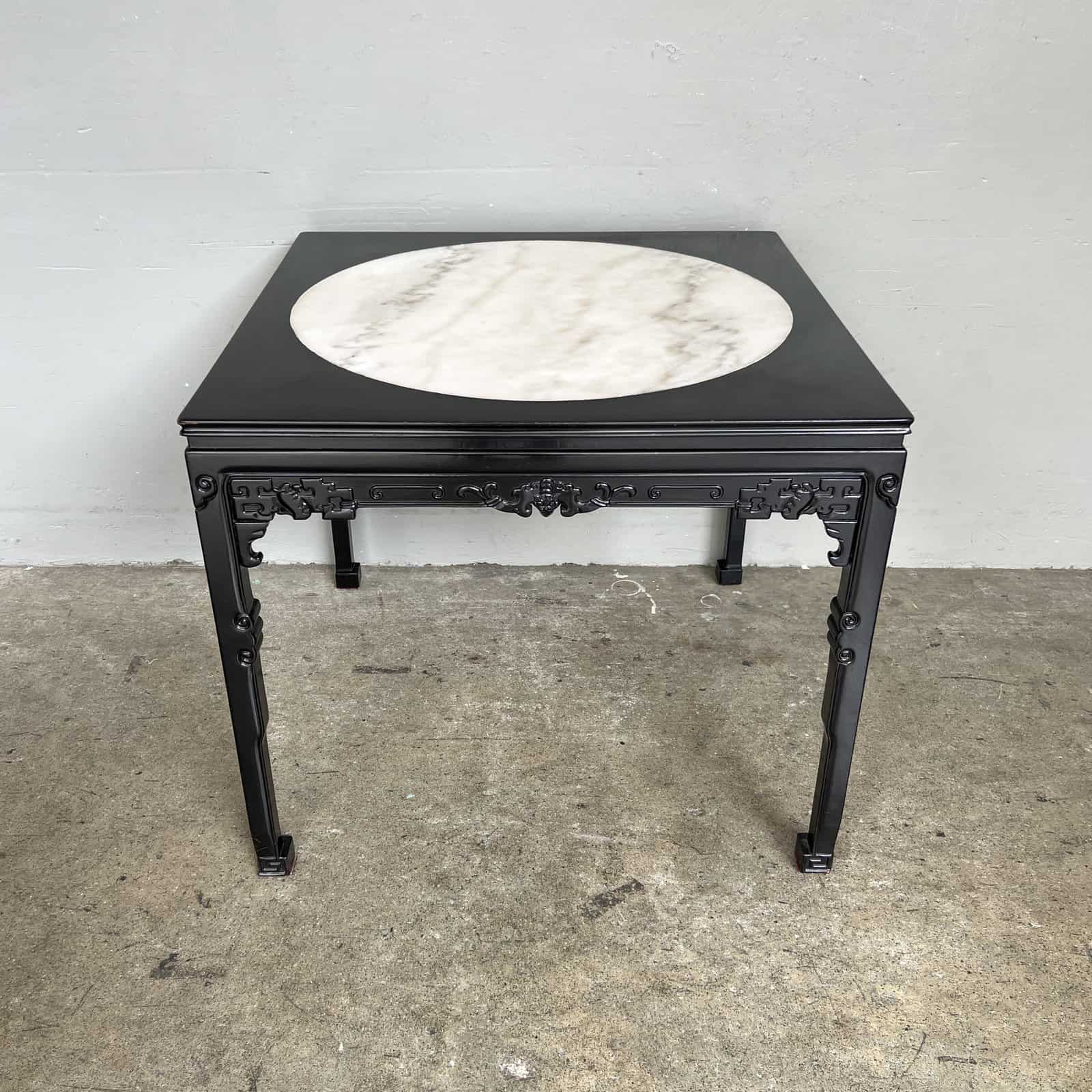 Oriental Square Table with Round Marble Top
