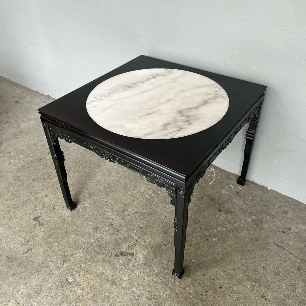 Oriental Square Table with Round Marble Top