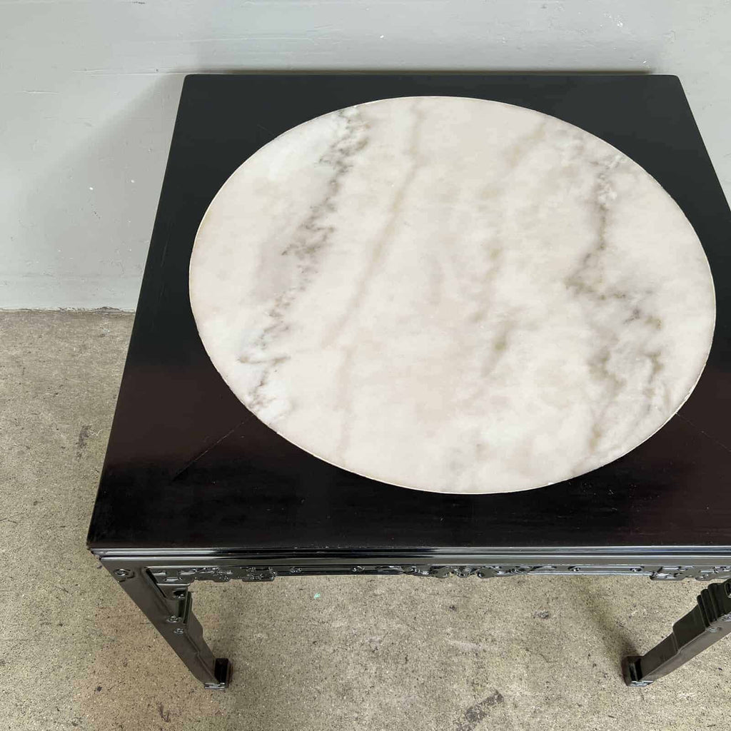 Oriental Square Table with Round Marble Top