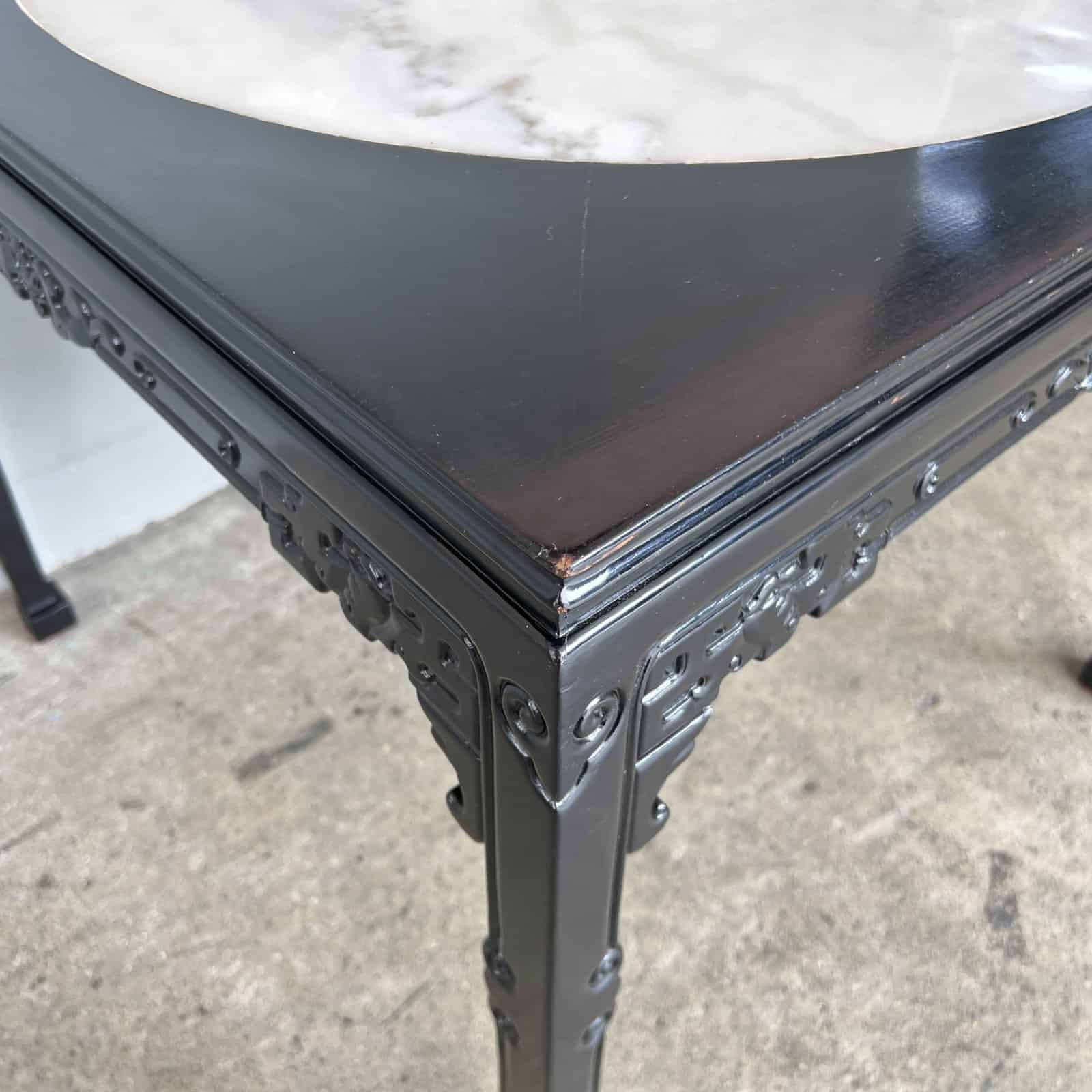 Oriental Square Table with Round Marble Top