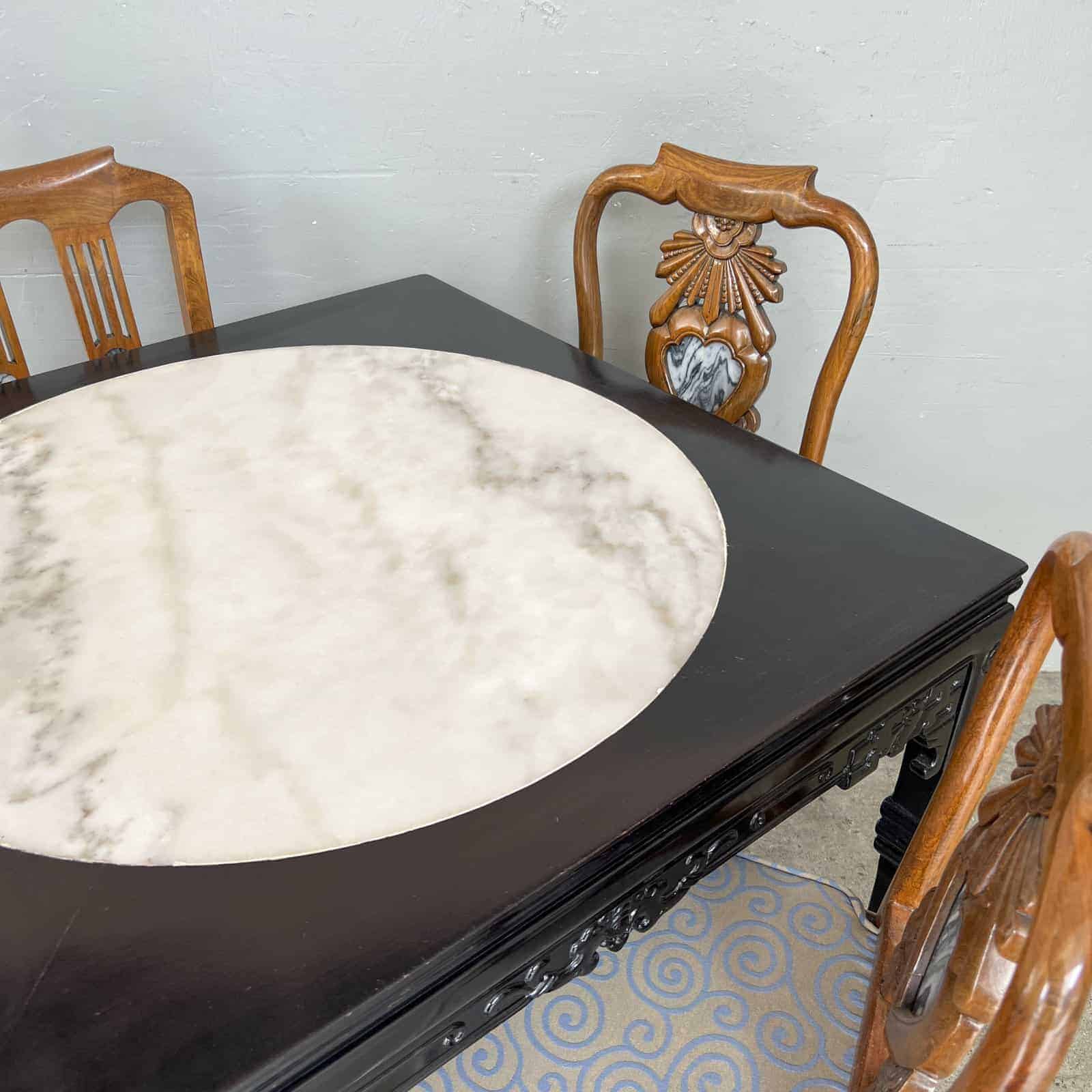 Oriental Square Table with Round Marble Top
