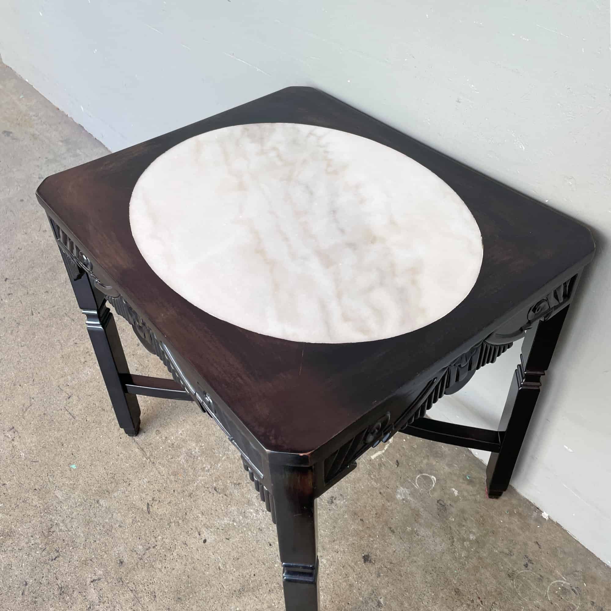Oriental Side Table with Marble Top