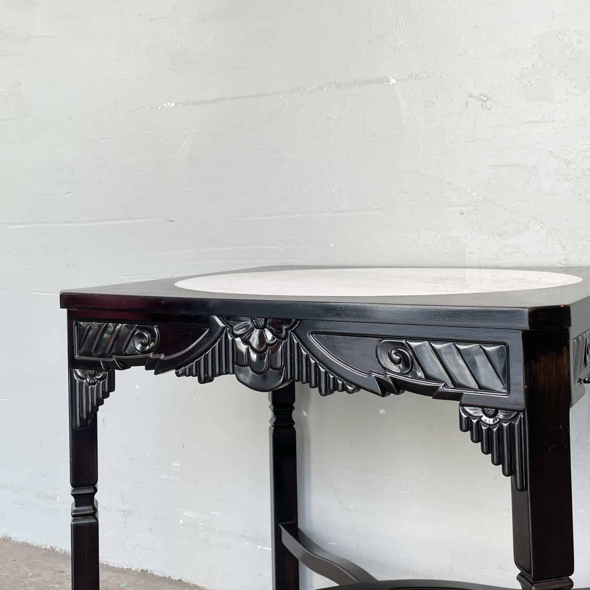 Oriental Side Table with Marble Top