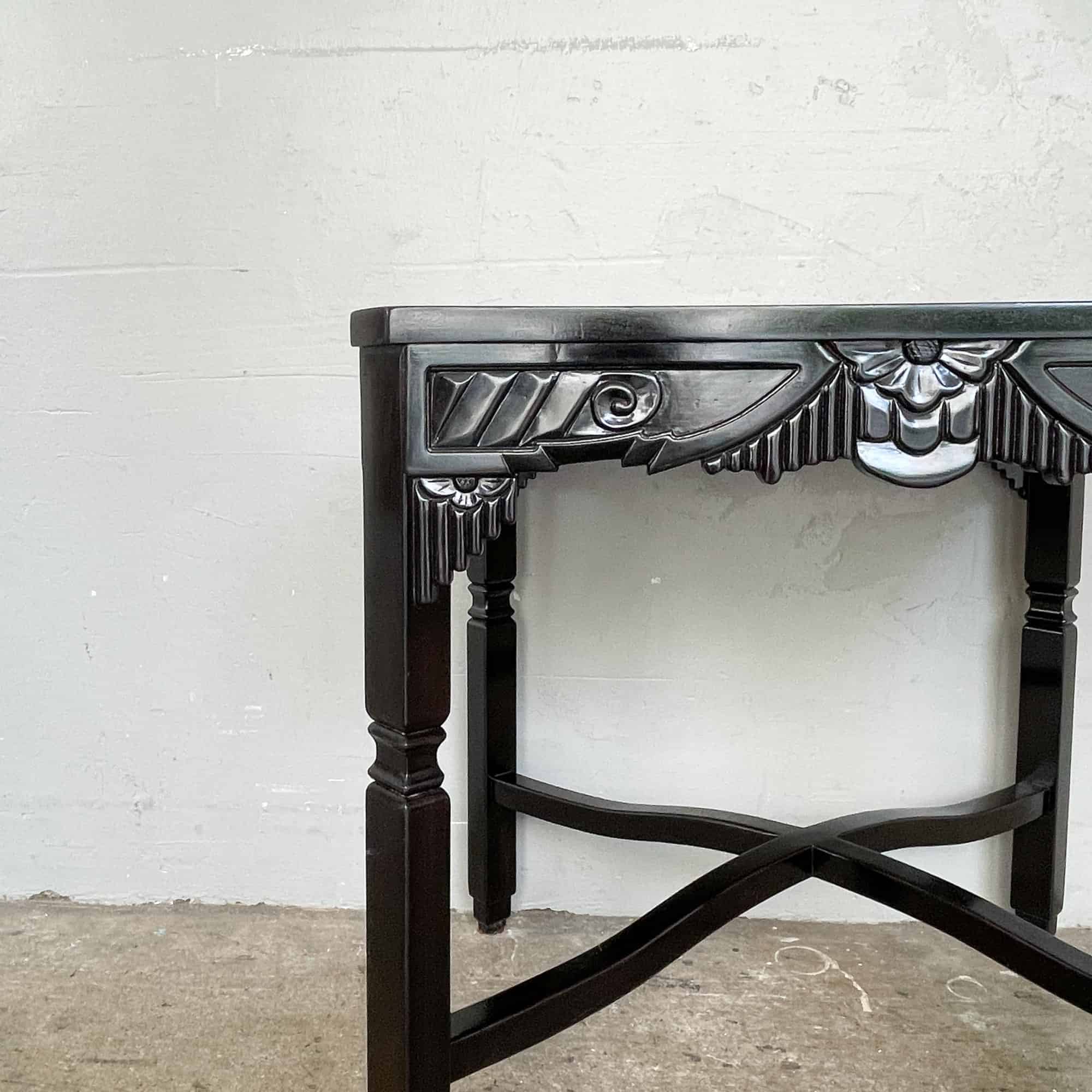 Oriental Side Table with Marble Top