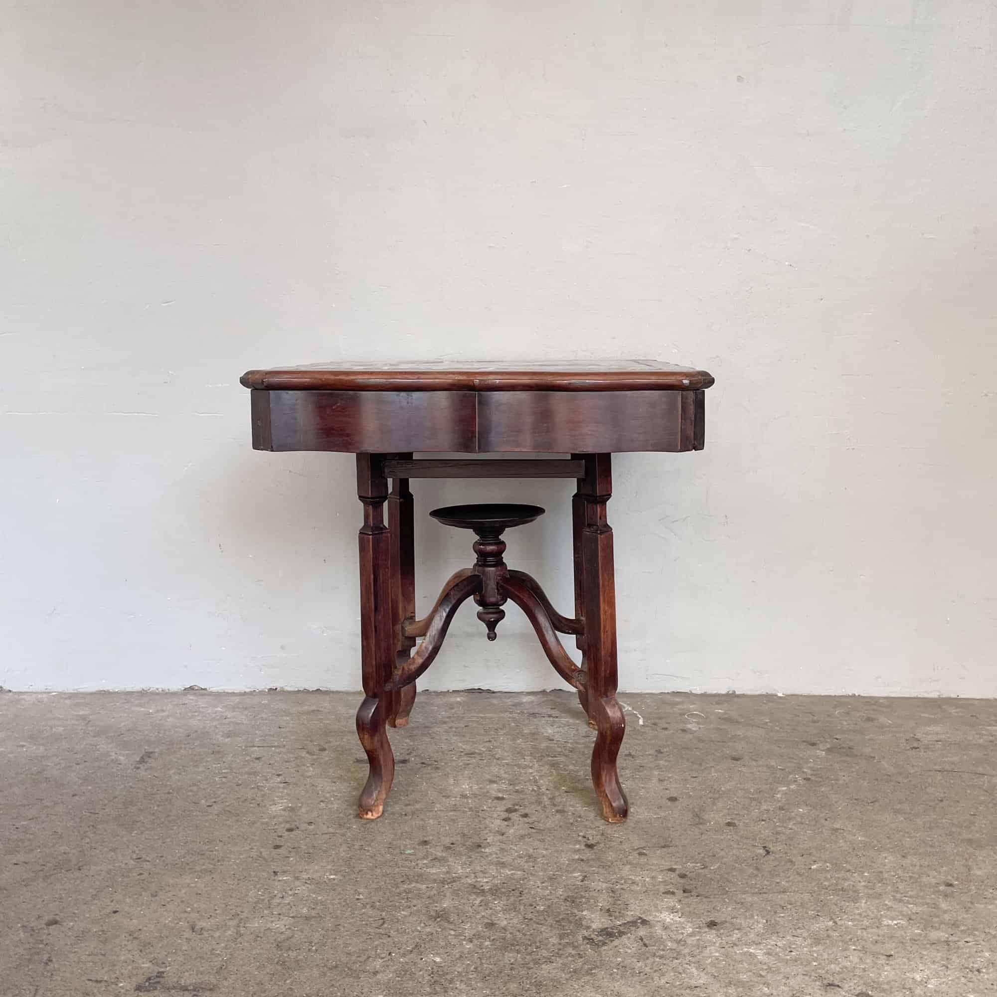 Chinese Hardwood Square Scallop Hem Table
