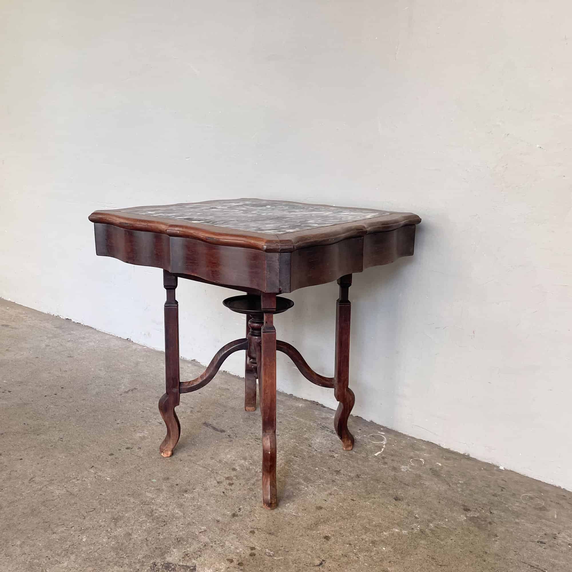 Chinese Hardwood Square Scallop Hem Table