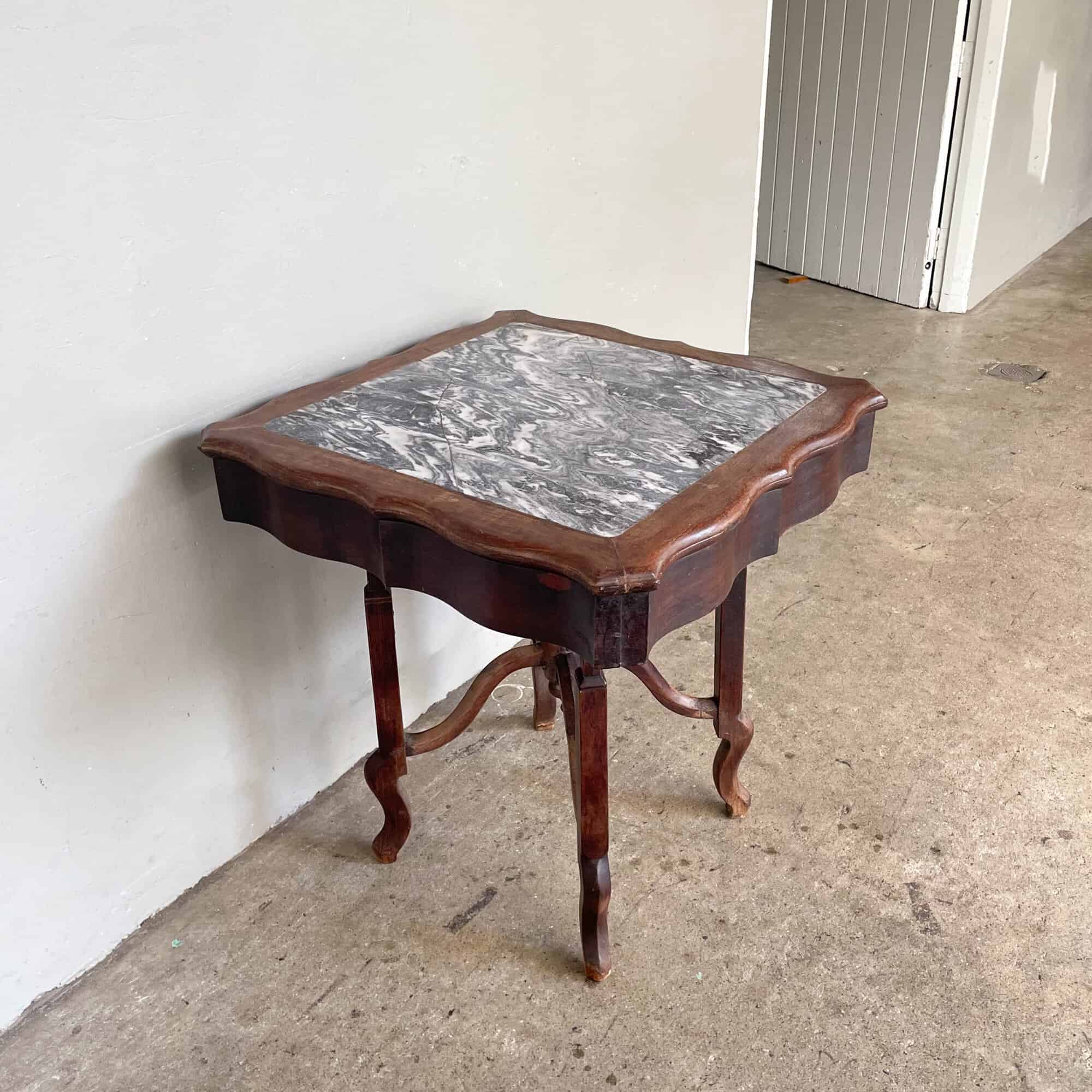 Chinese Hardwood Square Scallop Hem Table