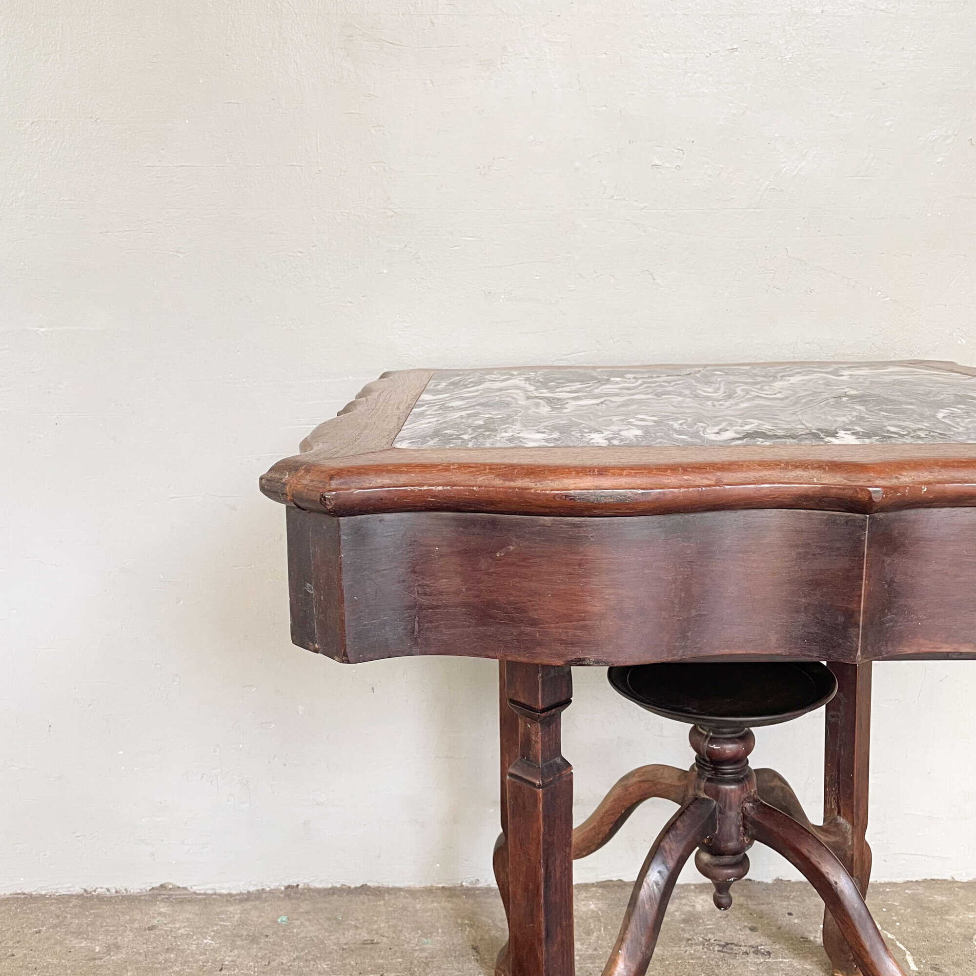 Chinese Hardwood Square Scallop Hem Table