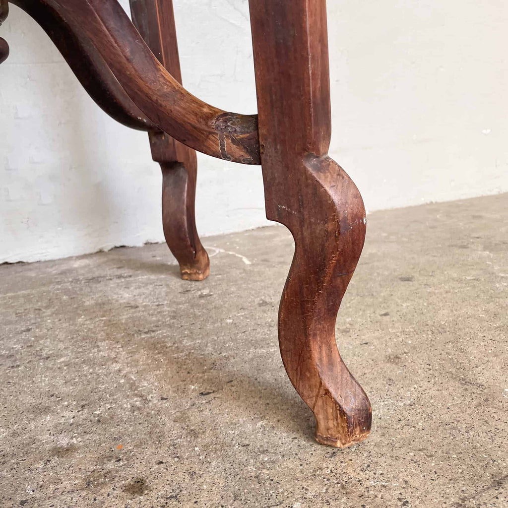 Chinese Hardwood Square Scallop Hem Table