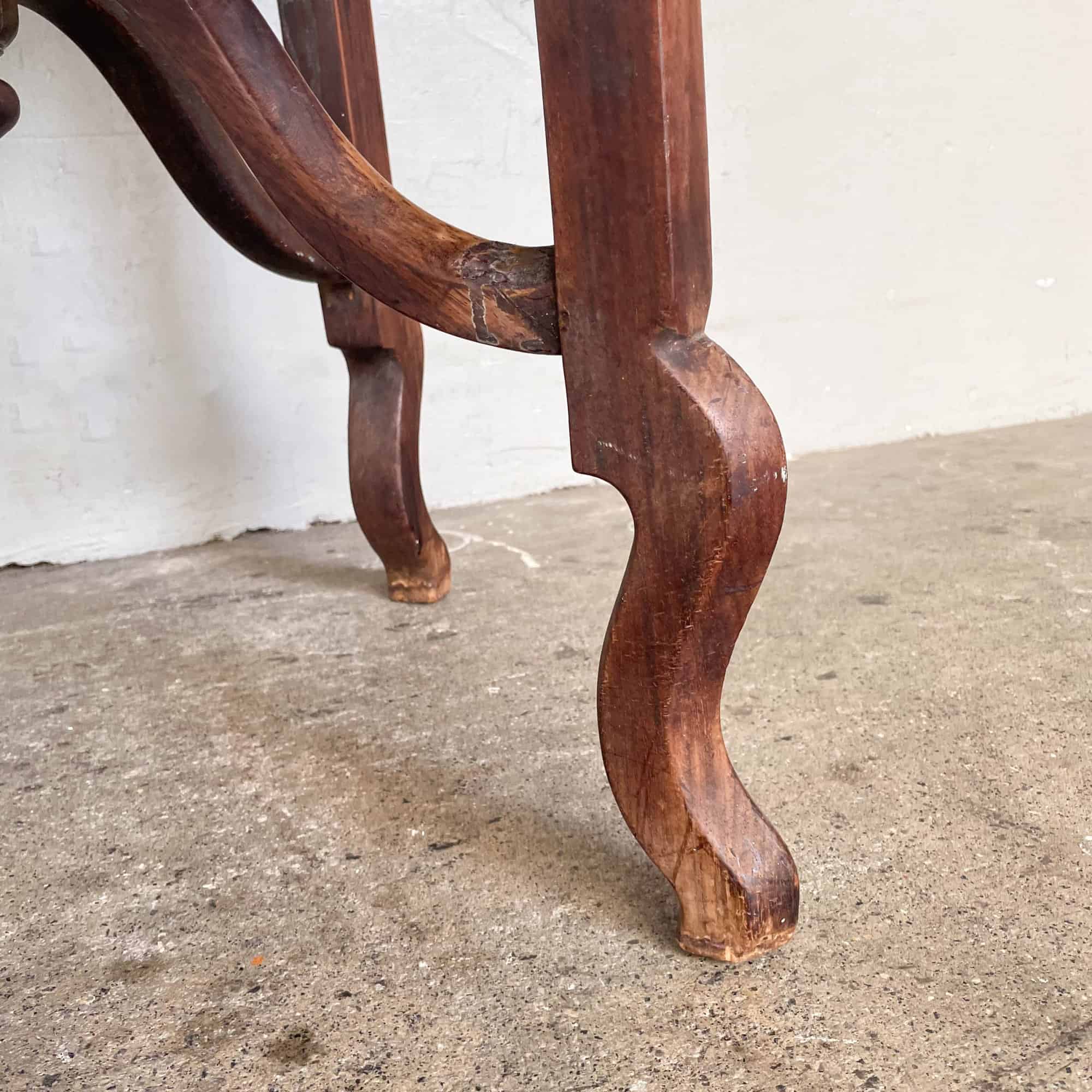 Chinese Hardwood Square Scallop Hem Table